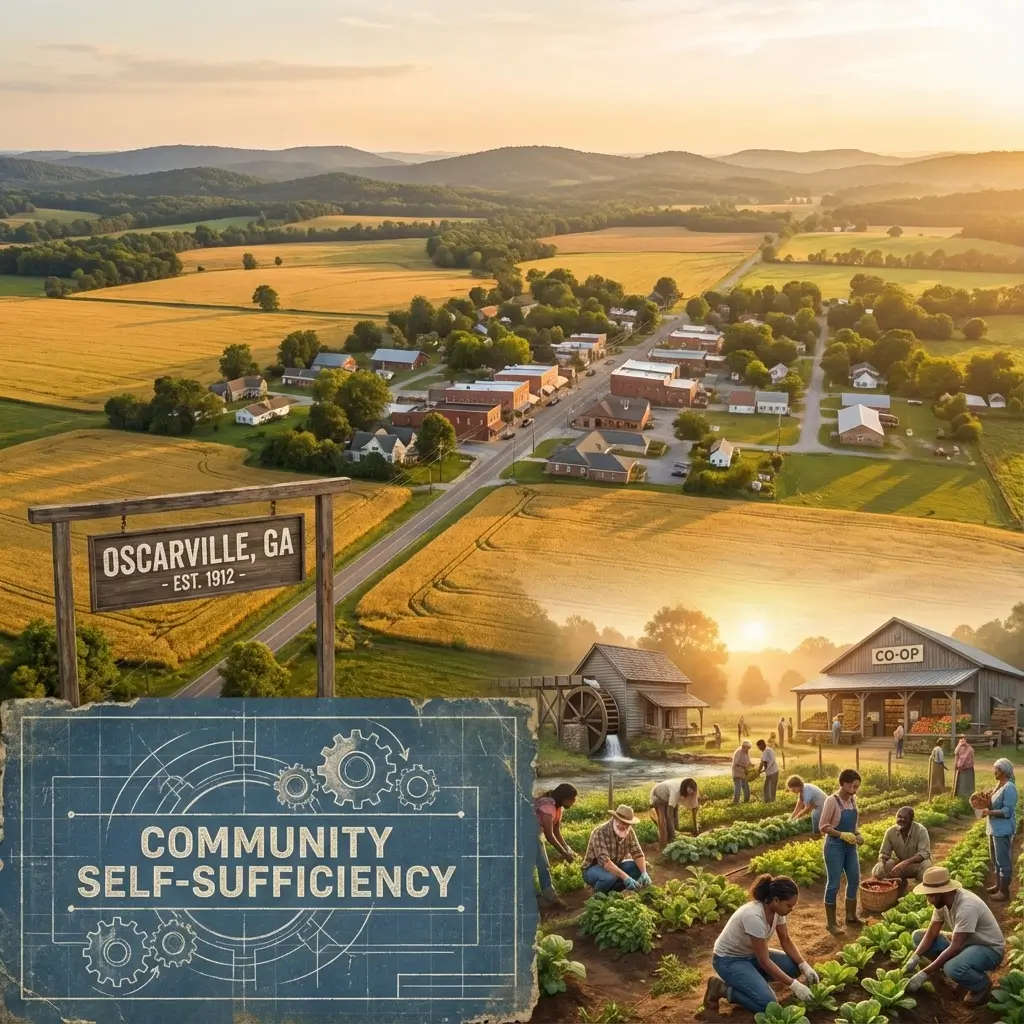 Small town co-op garden and surrounding farmland